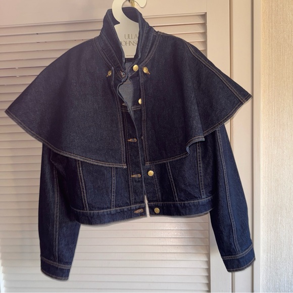 Ulla Johnson Jackets & Blazers - Ulla Johnson Dark Blue Denim Cape-Trim Jacket